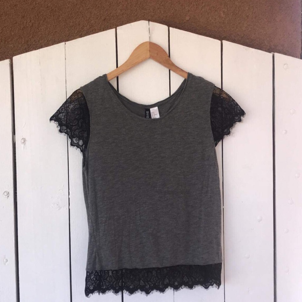 H&M Lace Sleeved Top 